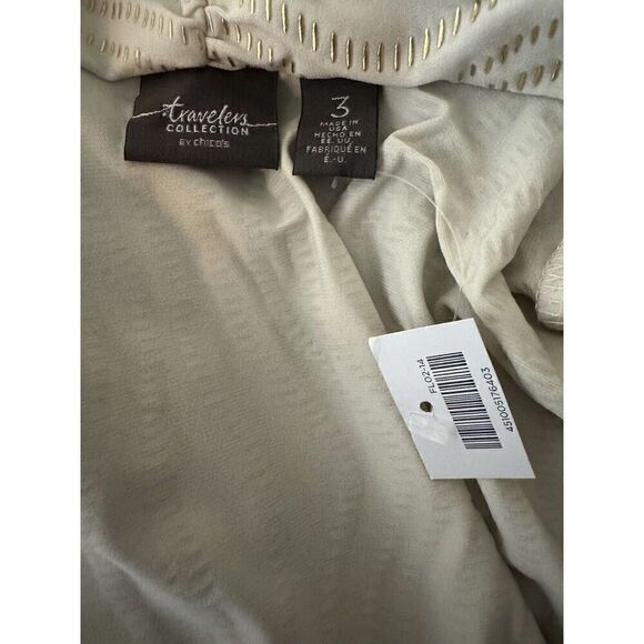 Chico's Travelers Collection Golden Waves Gold Cream Embellished Jacket Sz 3 NWT - Picture 7 of 8